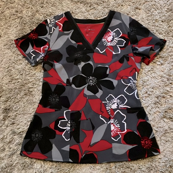 Premier by Healing Hands Womens floral Scrub Top - Picture 1 of 7